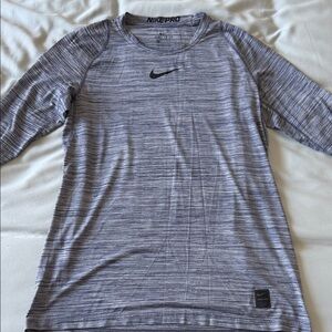 Nike Pro Heathered Gray Long Sleeve Top